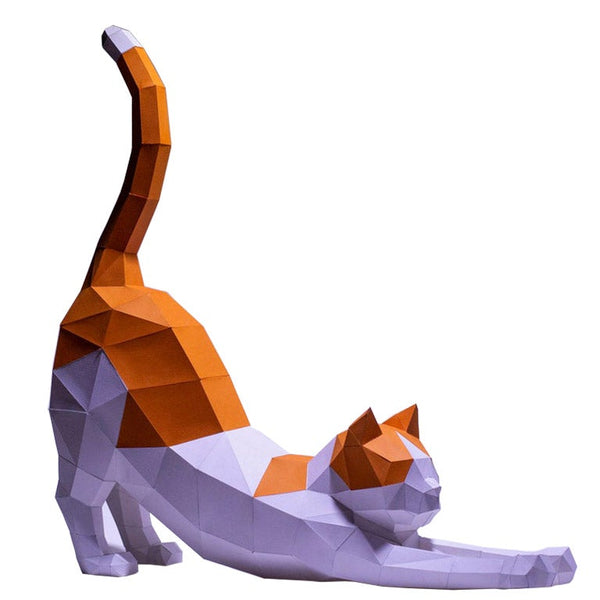 Stretching Cat 3D Paper Model